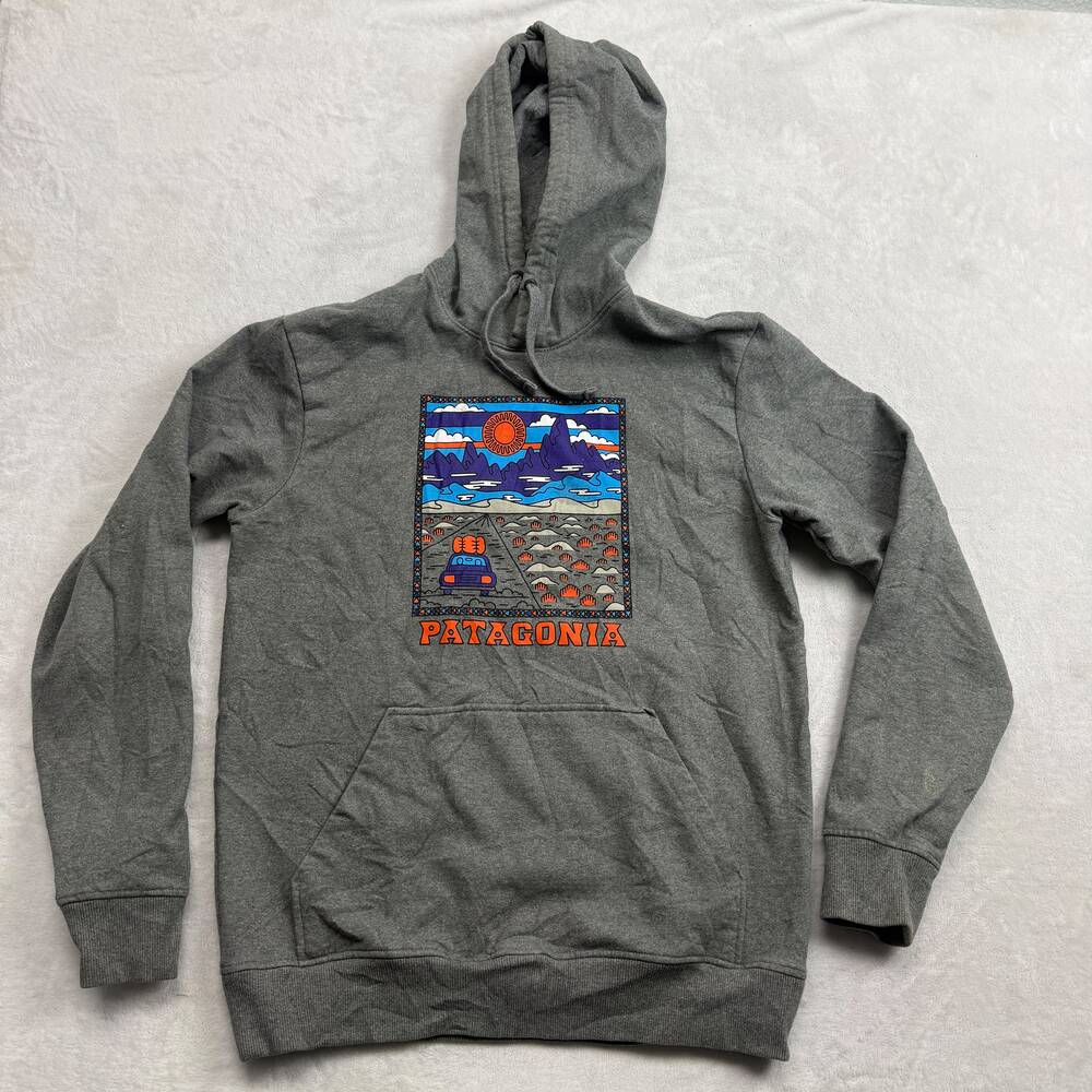 Patagonia Uprisal Hoody Men's Grey Hoodie Size M Road Trip Camping Graphic